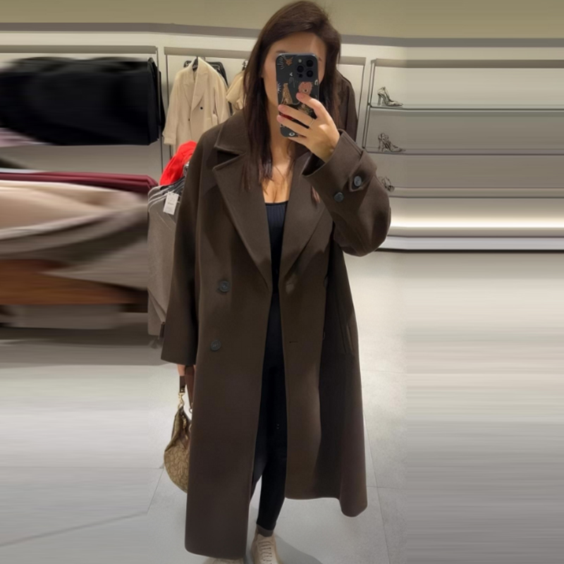 HXAO Women's Coat Brown Tweed  - Wool Coat Peacoat review and price