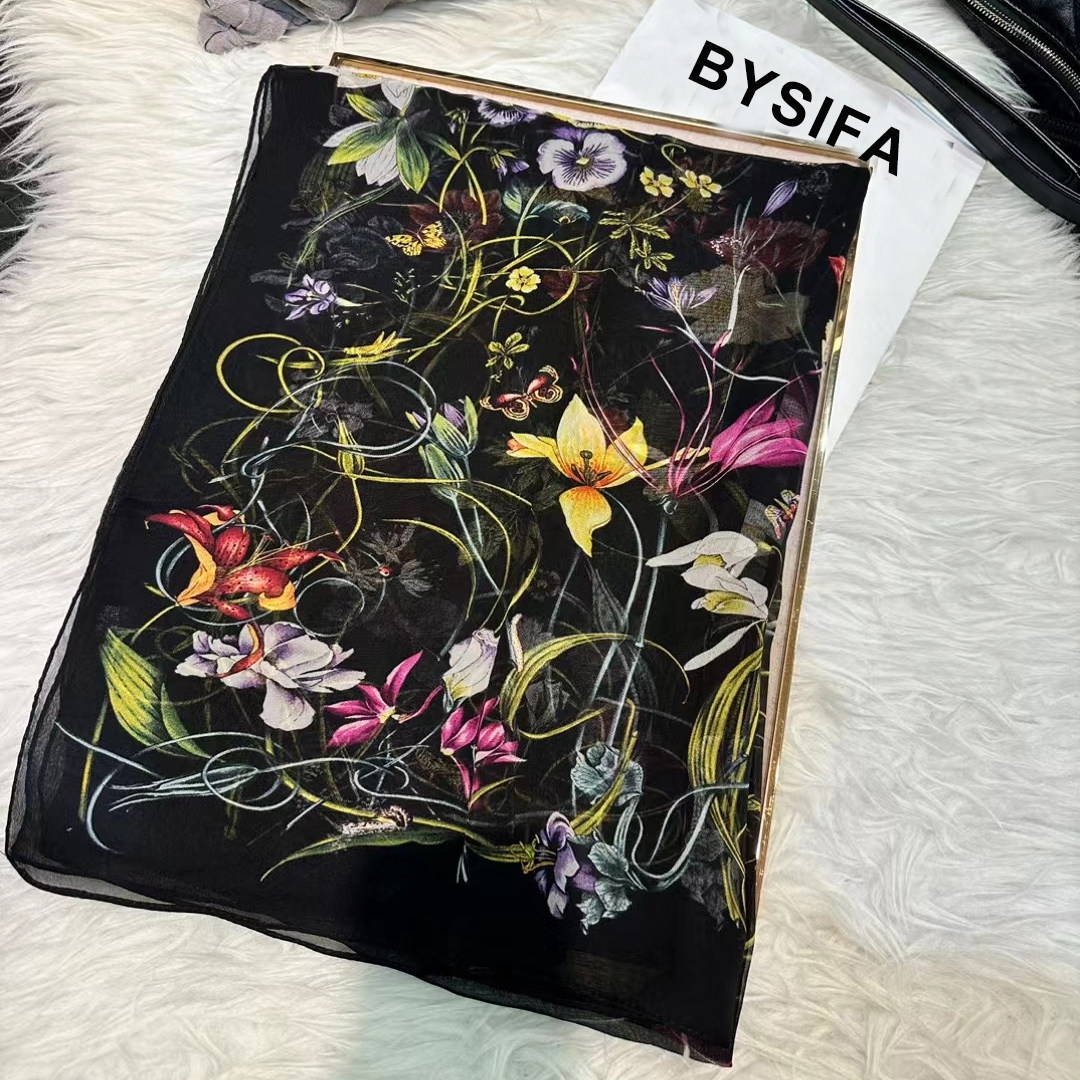 BYSIFA|New Black Pure Silk Wom - Shawl Wrap Winter review and price