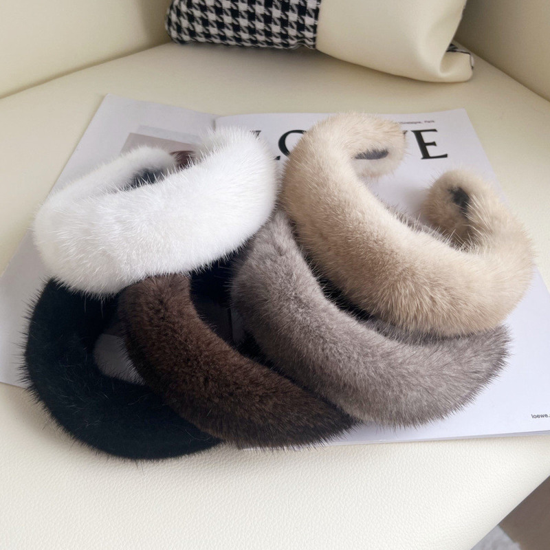 Real Mink Fur Headband Natural - Winter Headband Fleece review and price