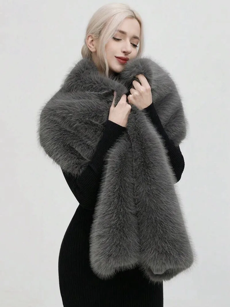 Fashion Luxury Faux Fox Fur Sh - Shawl Wrap Winter review and price