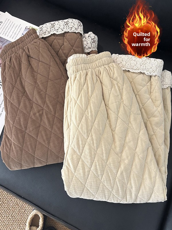 Artistic Lace Patchwork Cotton - Corduroy Pant Warm review and price