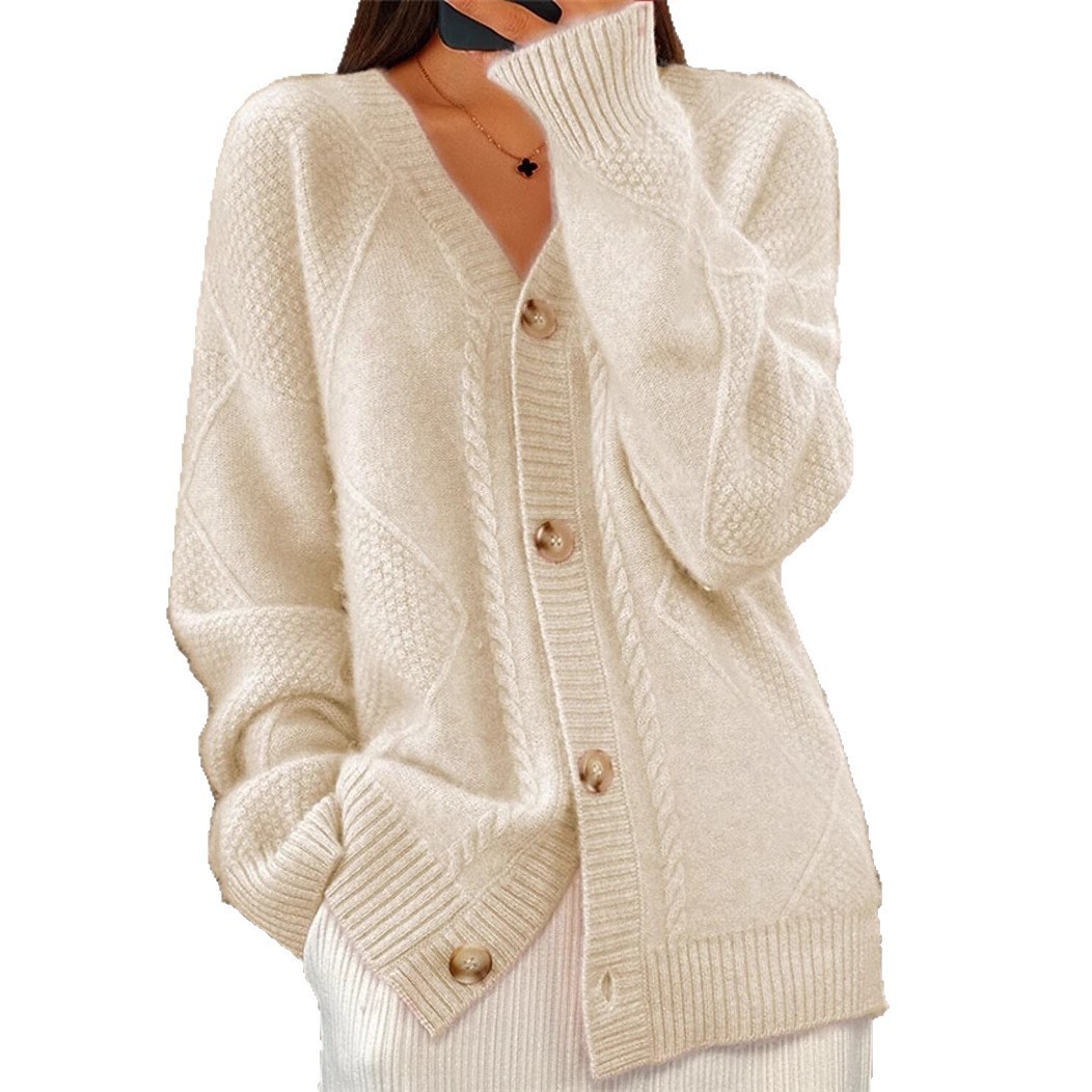 Women V Neck Cable Knit Cardig - Down Jacket Packable review and price